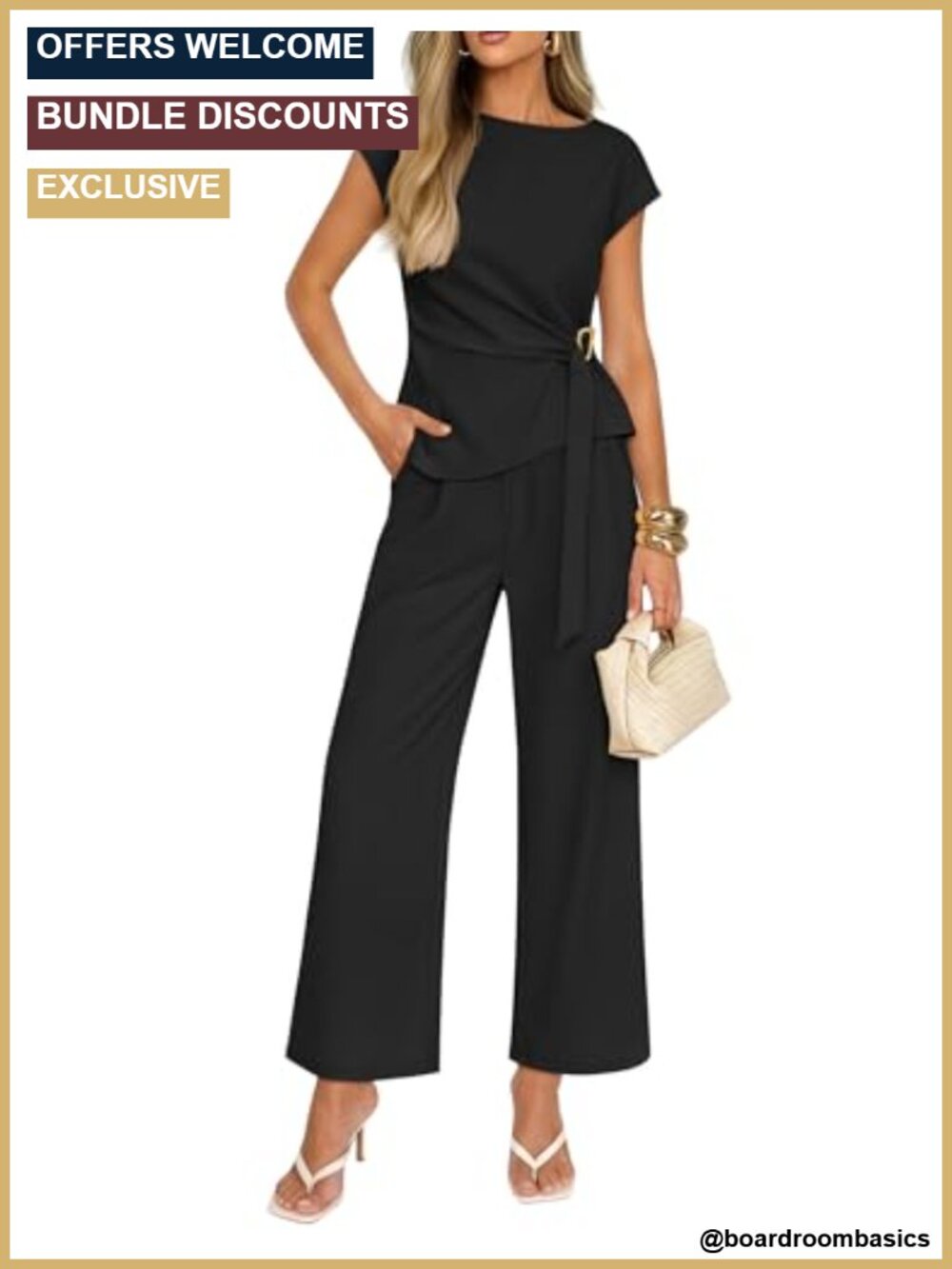 Women's 2 Piece Pant Set Short Sleeve Top Wide Leg Pants Casual Workwear